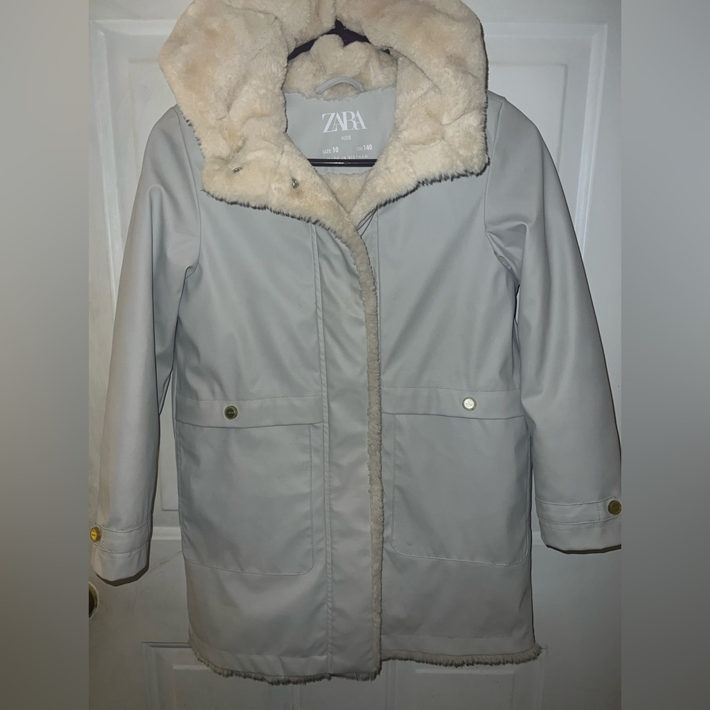 Zara Girls fur lined rain coat